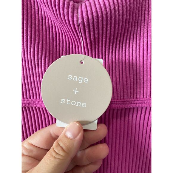 Sage & Stone Purple Pink Ribbed  Cutout Bodysuit Size L/XL - Picture 5 of 8